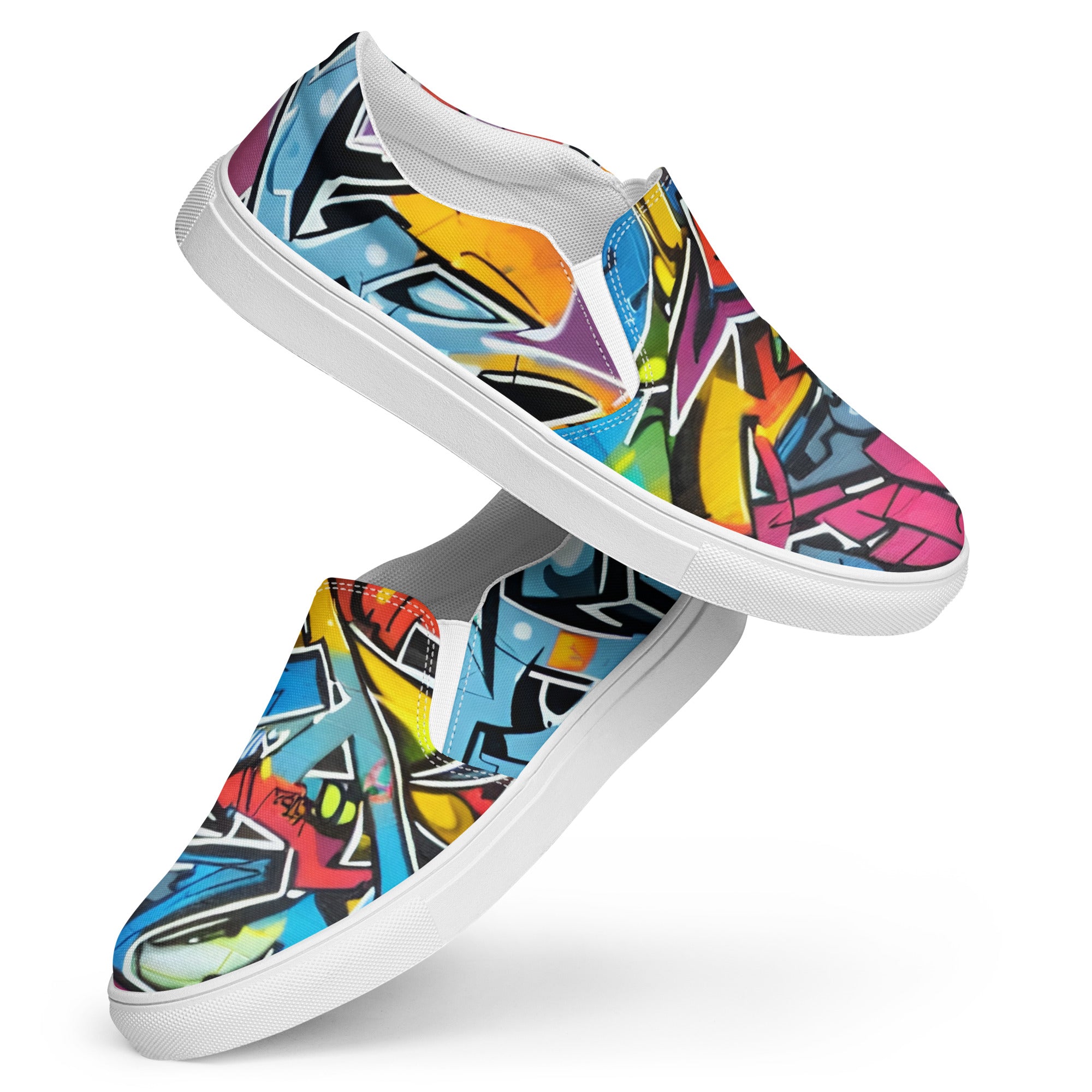 Graffiti slip-on canvas shoes