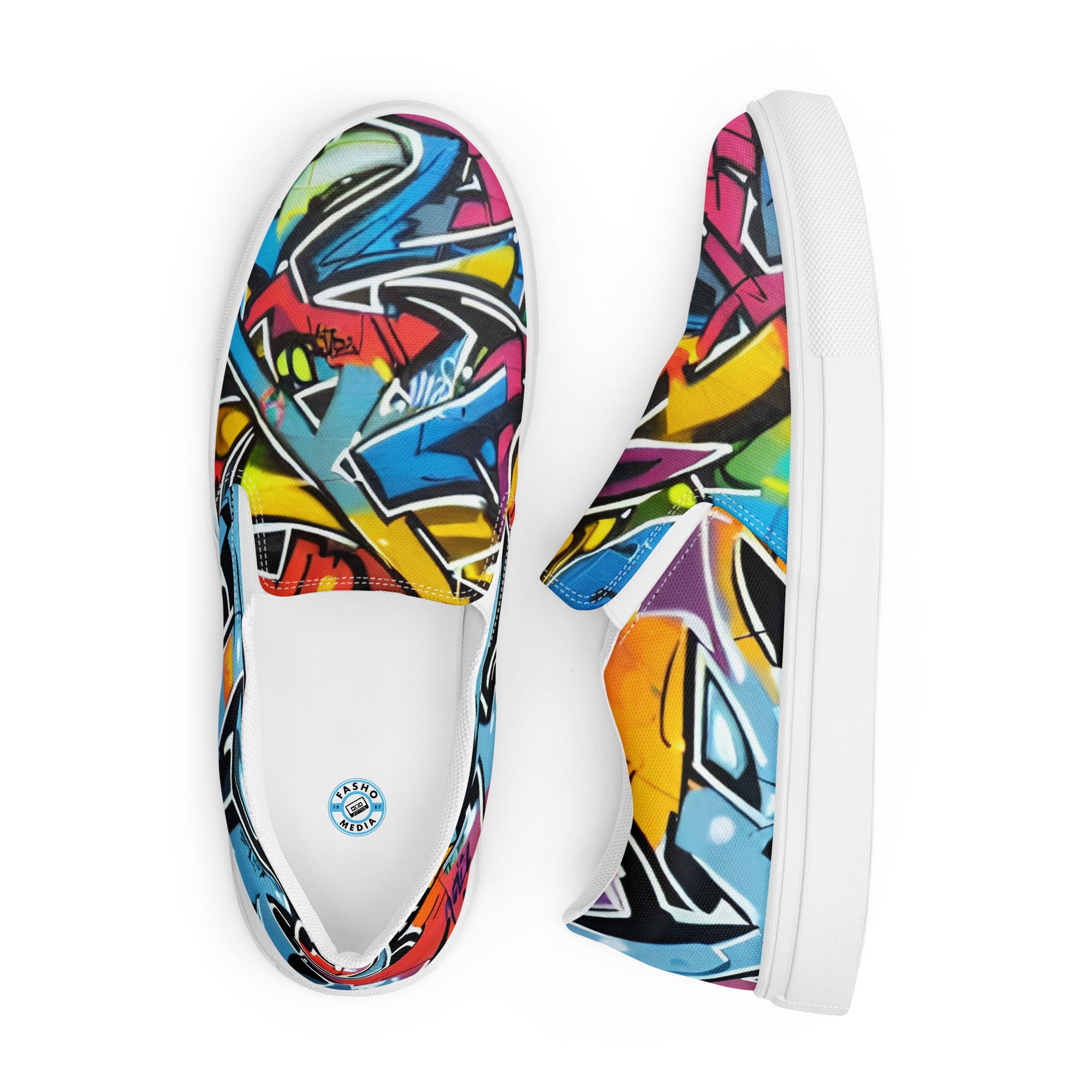 Graffiti slip-on canvas shoes