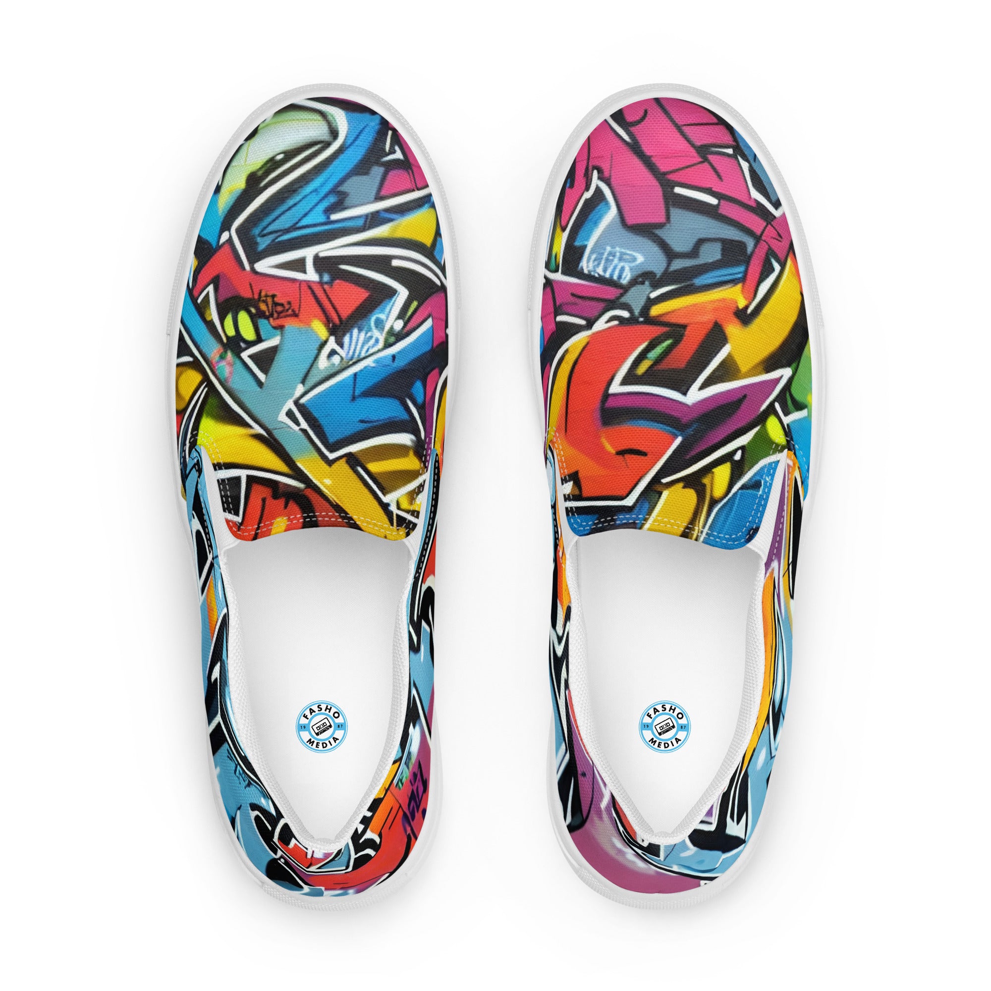 Graffiti slip-on canvas shoes