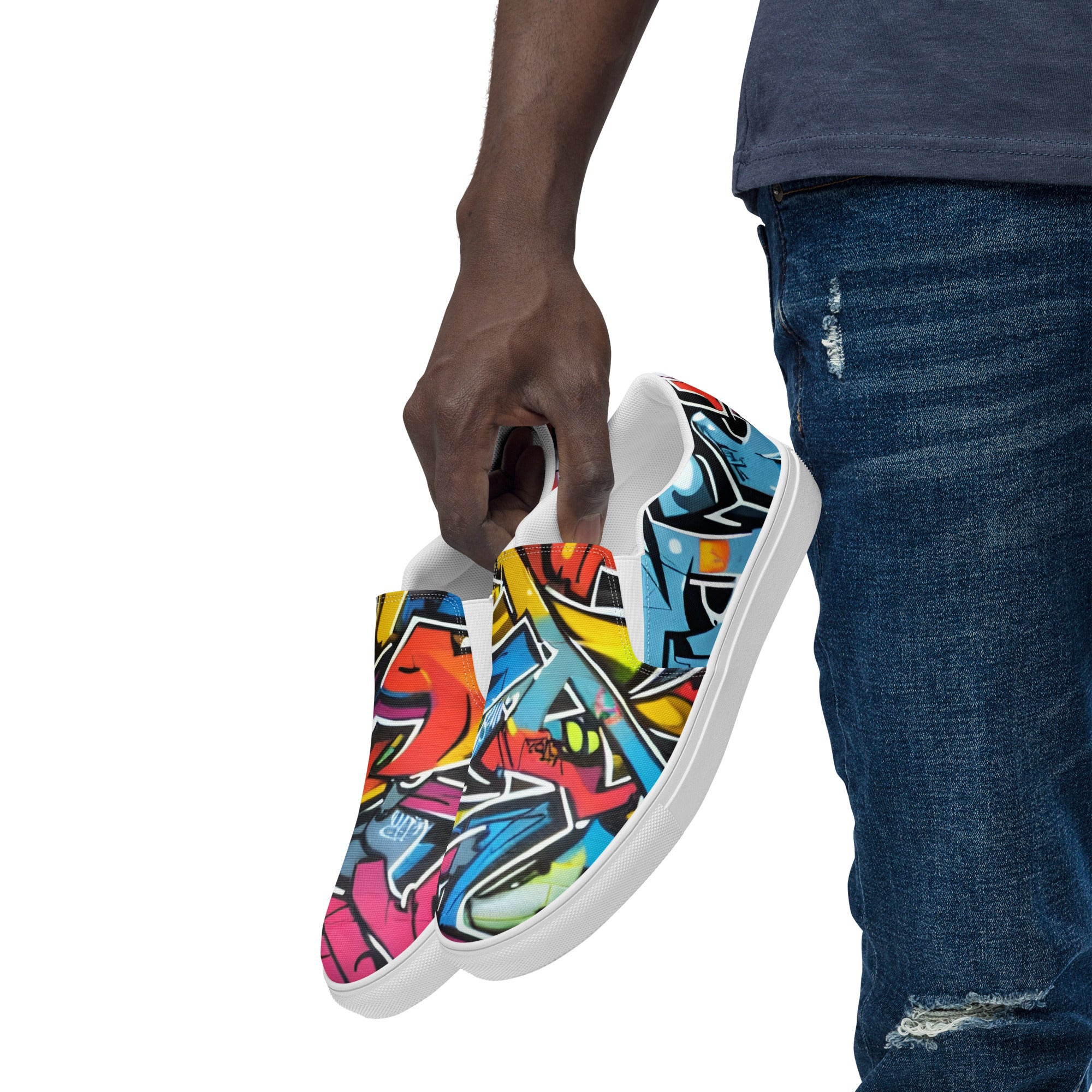 Graffiti slip-on canvas shoes