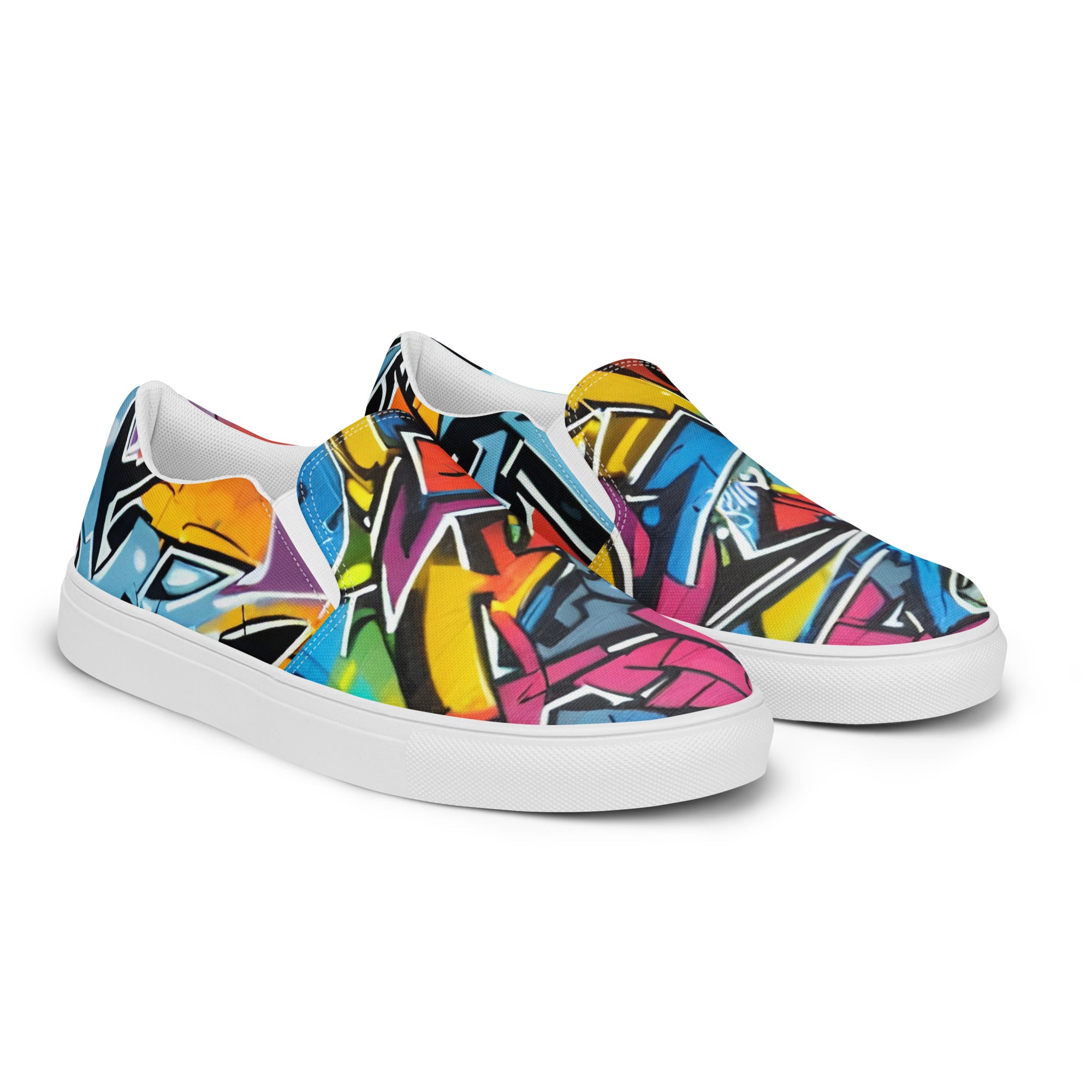 Graffiti slip-on canvas shoes