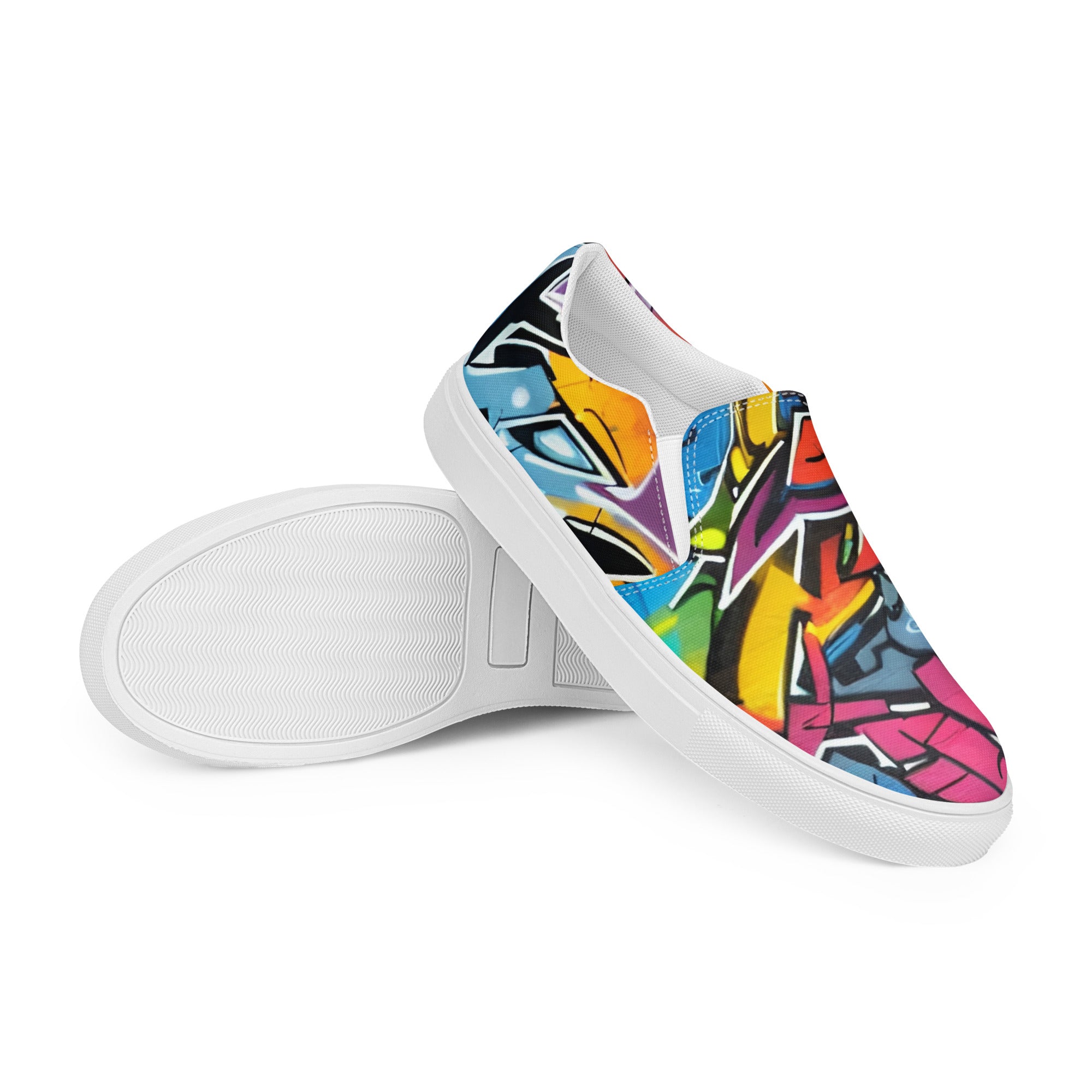 Graffiti slip-on canvas shoes